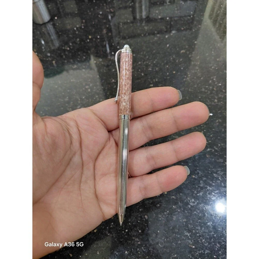 MIKIMOTO Ball-Point Pen Metal Resin Peach Silver